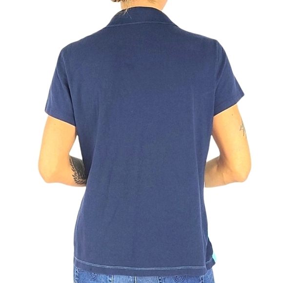 Tommy Hilfiger Polo Shirt Size Large Blue Embroide - Picture 3 of 4
